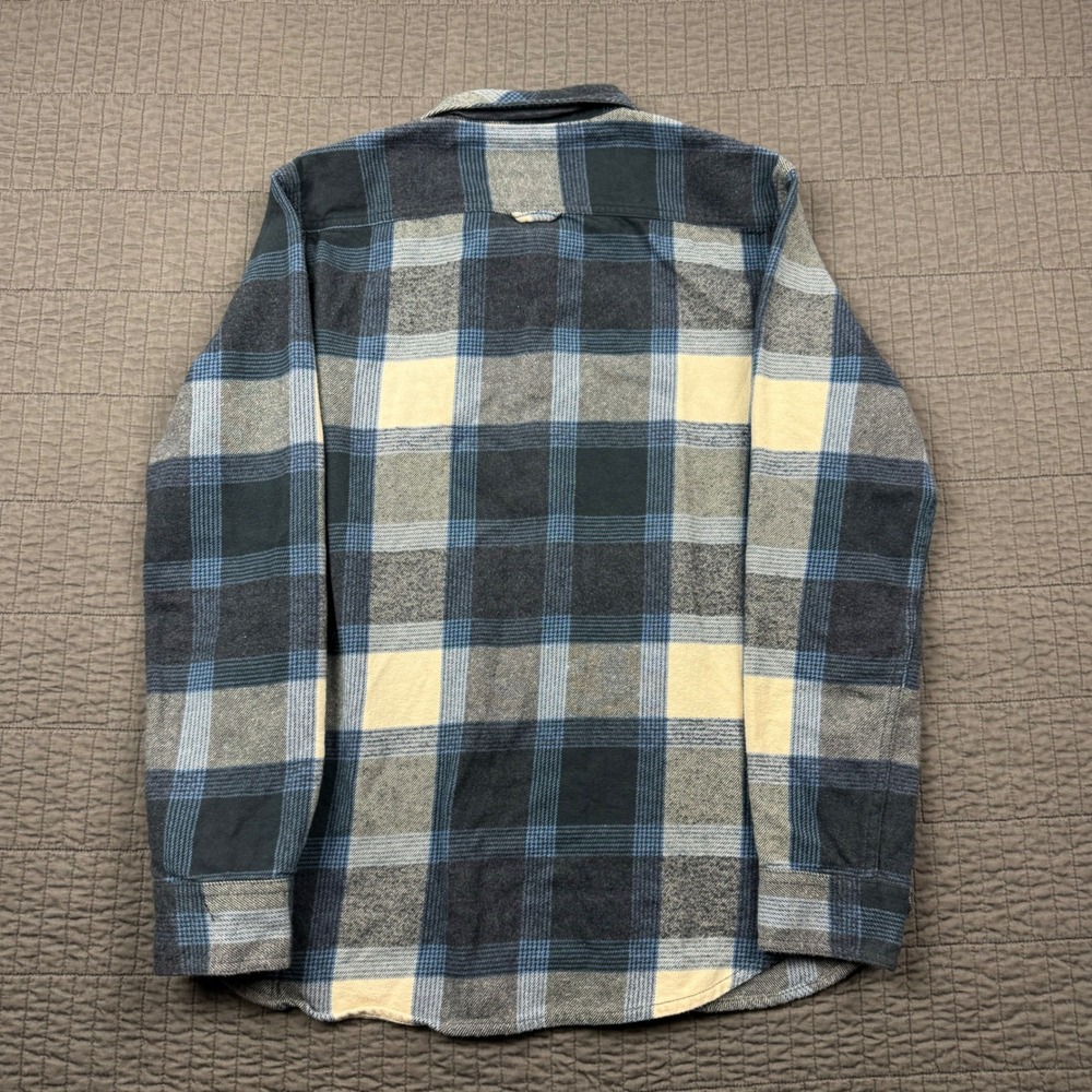 Prana Flannel Shirt Women Large Blue Plaid Golden Canyon Button Front Outdoors - Picture 4 of 12